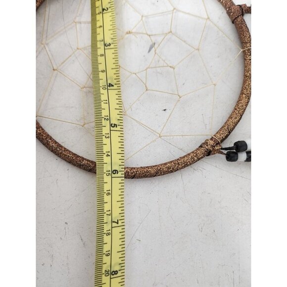 Dream Catcher Handmade Feather Wall Hanging Native Decor Display Brown Metallic - Picture 7 of 8